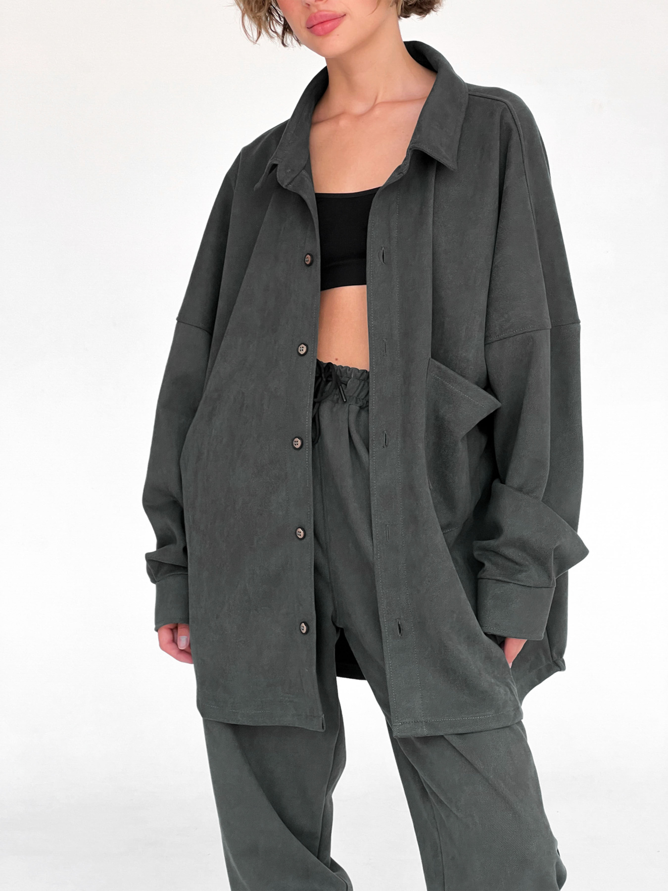 Сорочка повсякденна IJ модель ij-sorochka-zamsh-grafit Фото