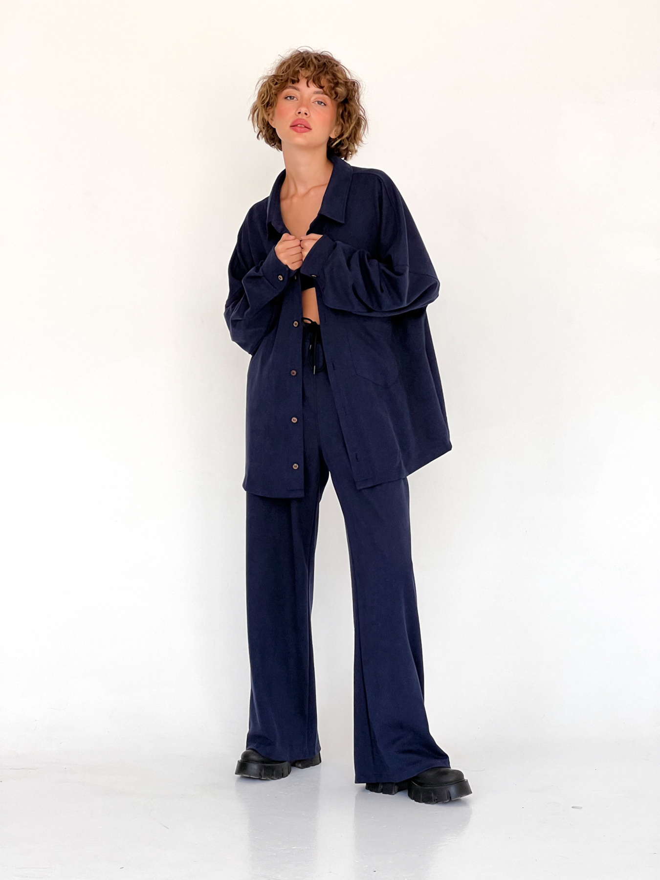 Палаццо IJ модель ij-pants-wide-zamsh-blue Фото