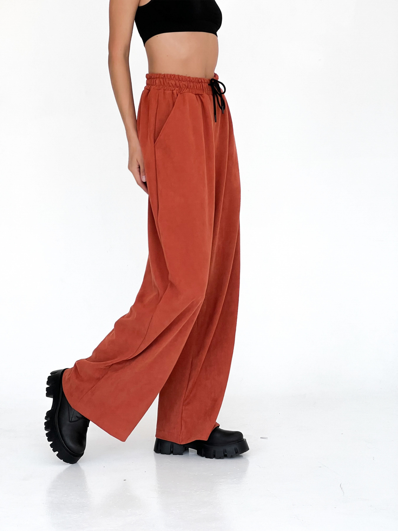 Брюки палаццо IJ модель ij-pants-wide-zamsh-cegla Фото