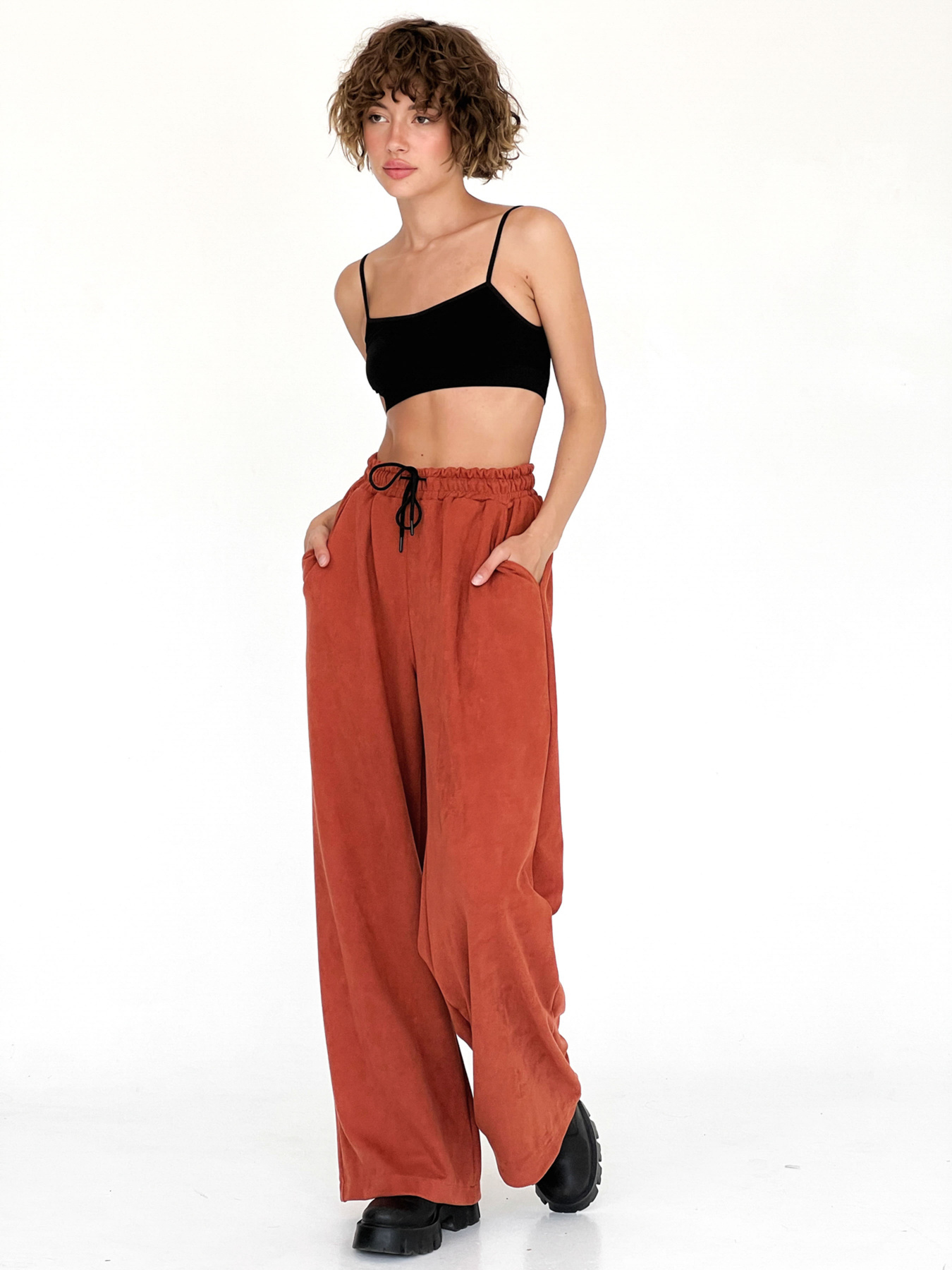 Брюки палаццо IJ модель ij-pants-wide-zamsh-cegla Фото