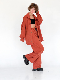 Брюки палаццо IJ модель ij-pants-wide-zamsh-cegla Фото