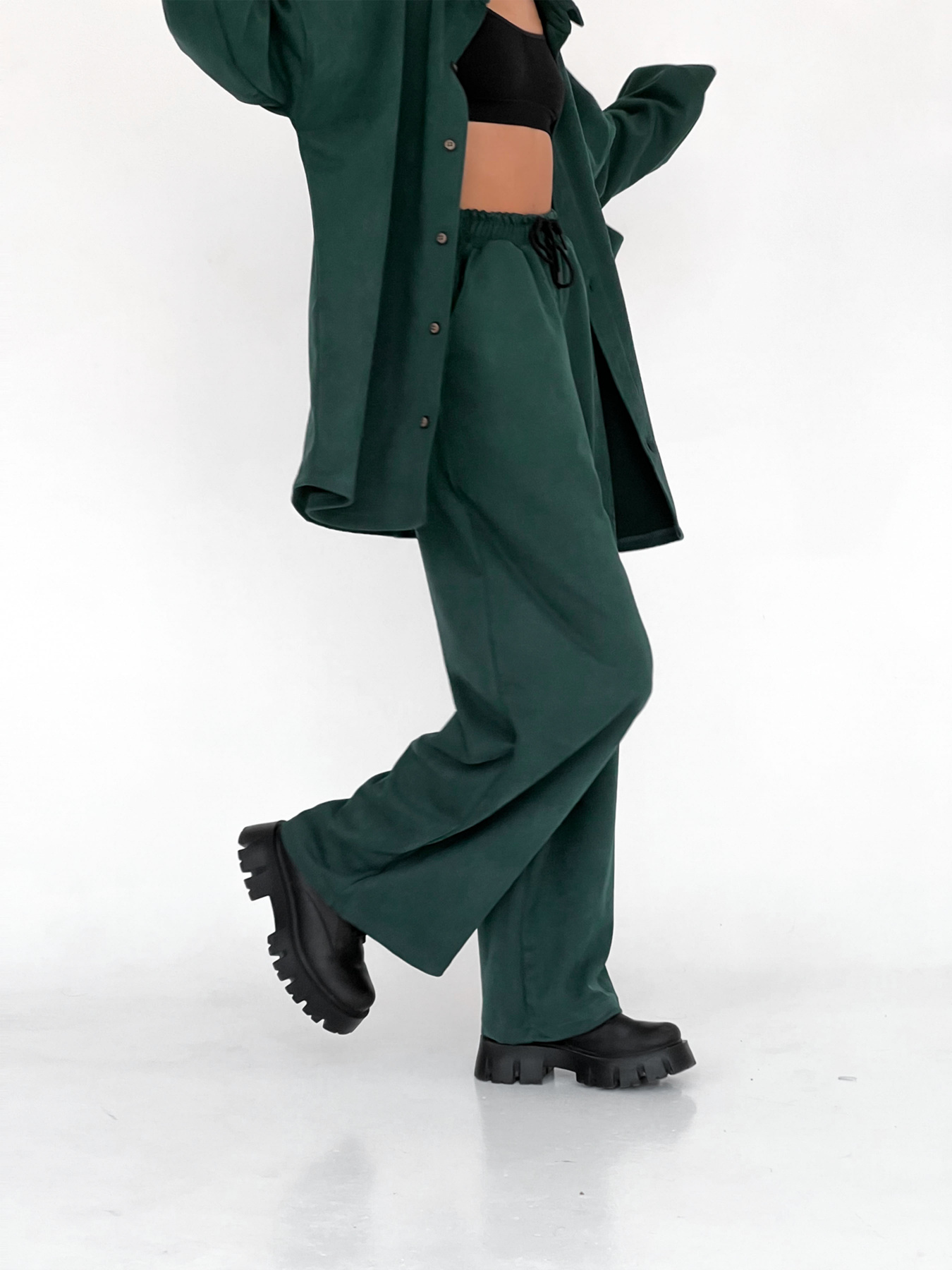 Брюки палаццо IJ модель ij-pants-wide-zamsh-green Фото