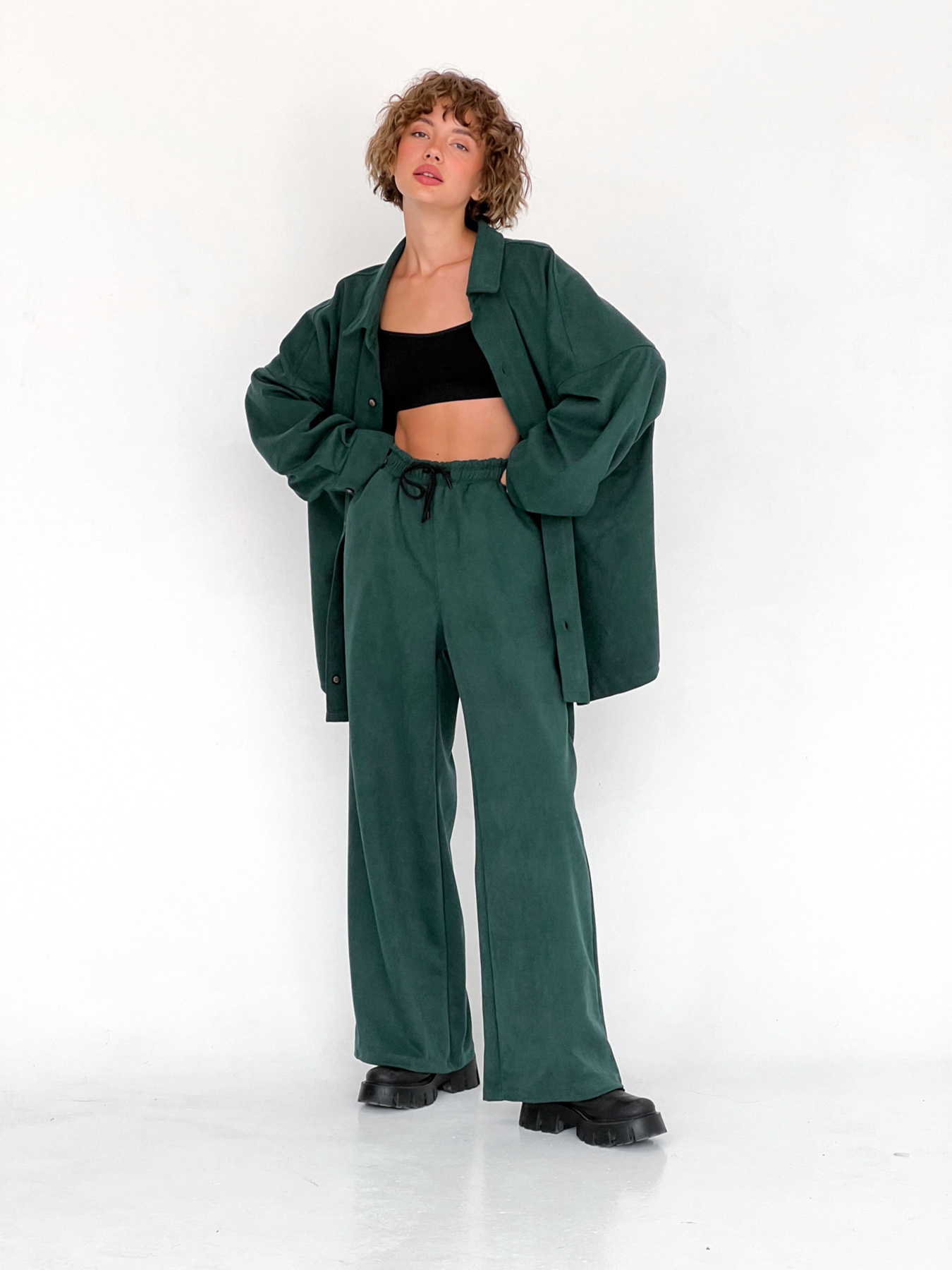 Палаццо IJ модель ij-pants-wide-zamsh-green Фото