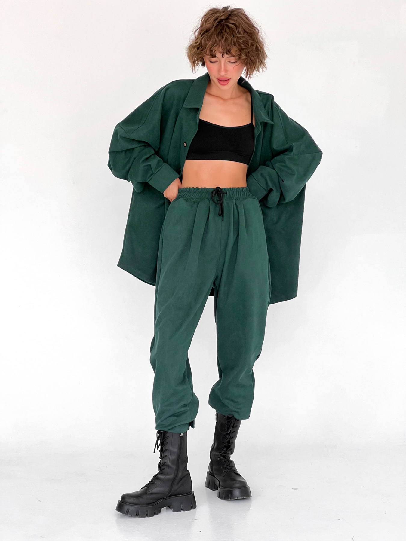 Повсякденні штани IJ модель ij-pants-lip-zamsh-green Фото