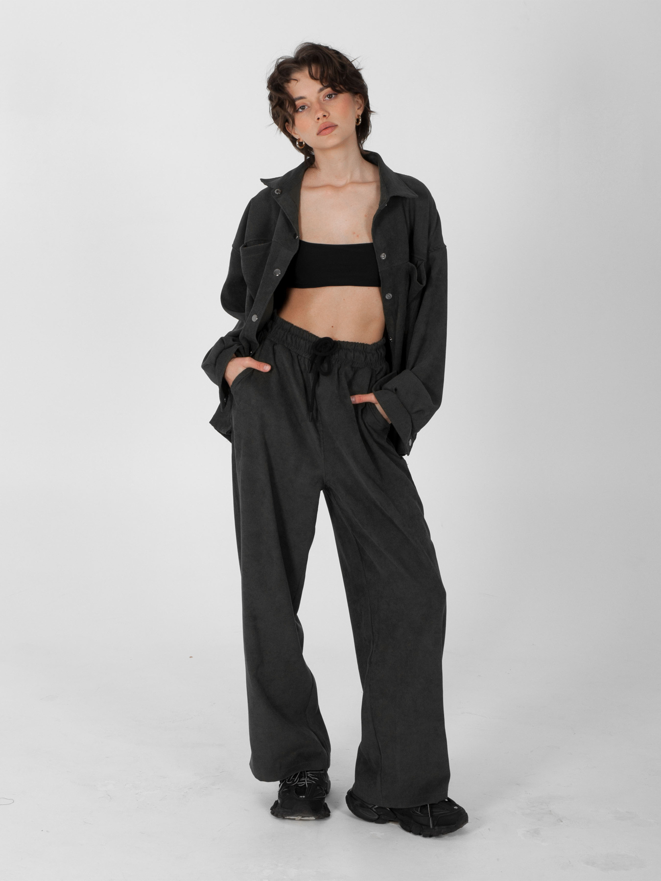 Палаццо IJ модель ij-pants-wide-velvet-grafit Фото