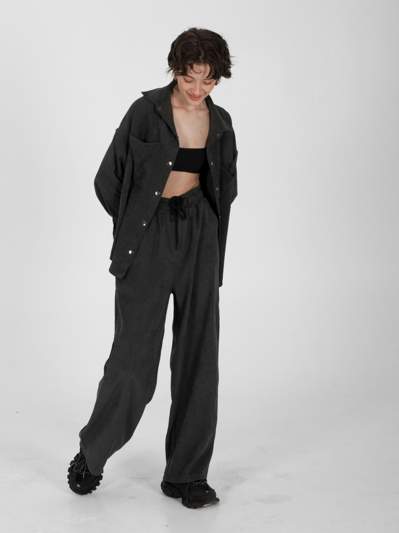 Палаццо IJ модель ij-pants-wide-velvet-grafit Фото