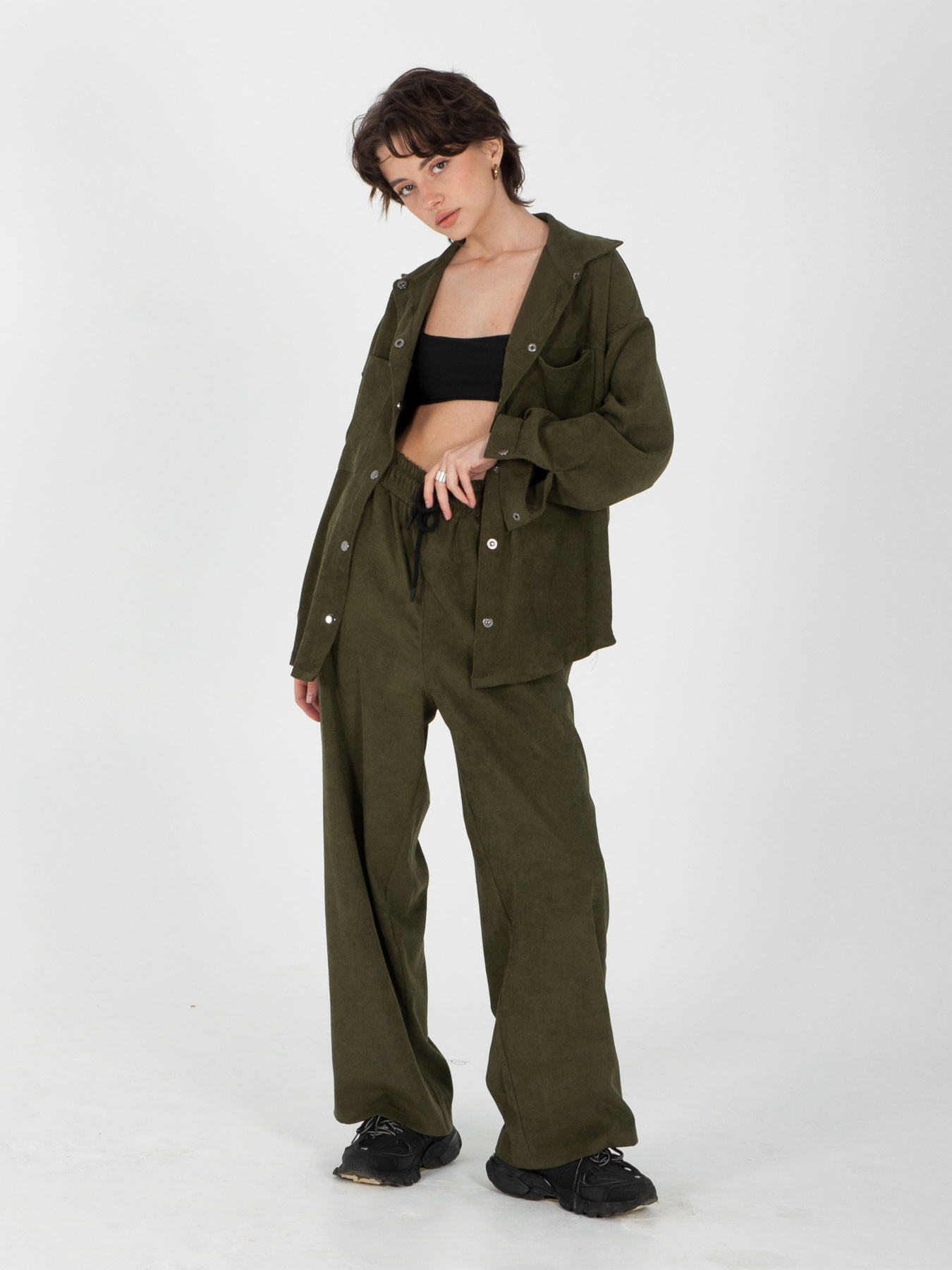 Палаццо IJ модель ij-pants-wide-velvet-haki Фото