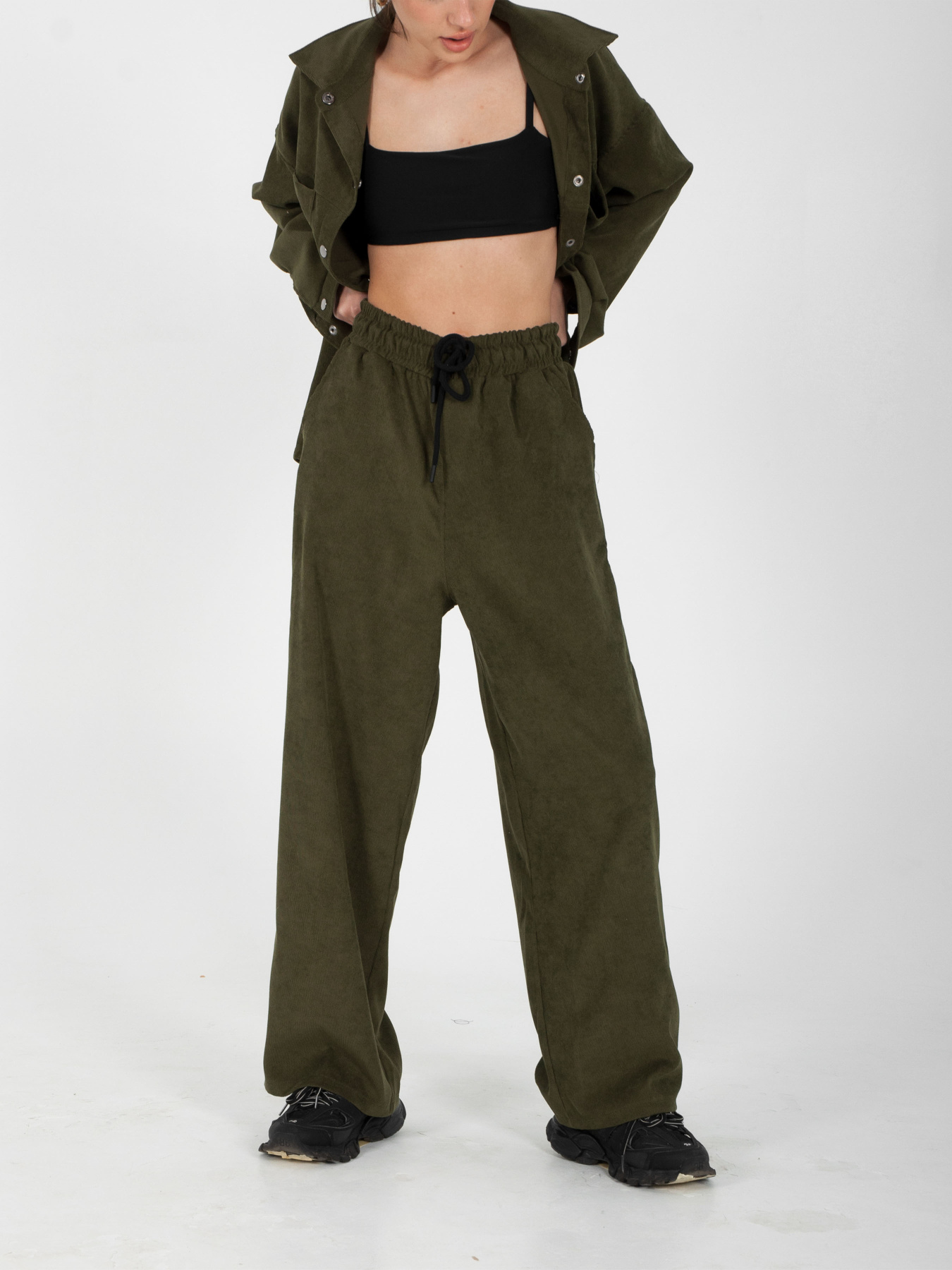 Палаццо IJ модель ij-pants-wide-velvet-haki Фото