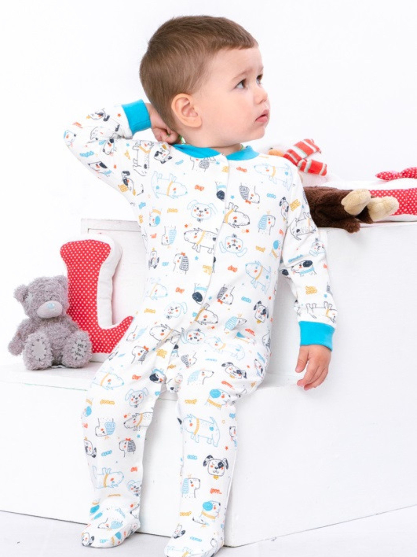 Нательный комбинезон Носи своє модель 5058-024-4-pesiki-molochnij Фото