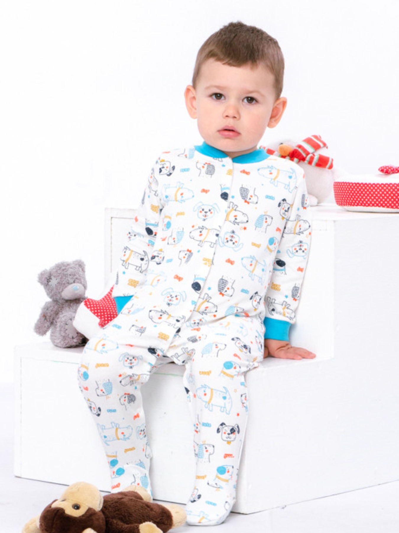 Нательный комбинезон Носи своє модель 5058-024-4-pesiki-molochnij Фото