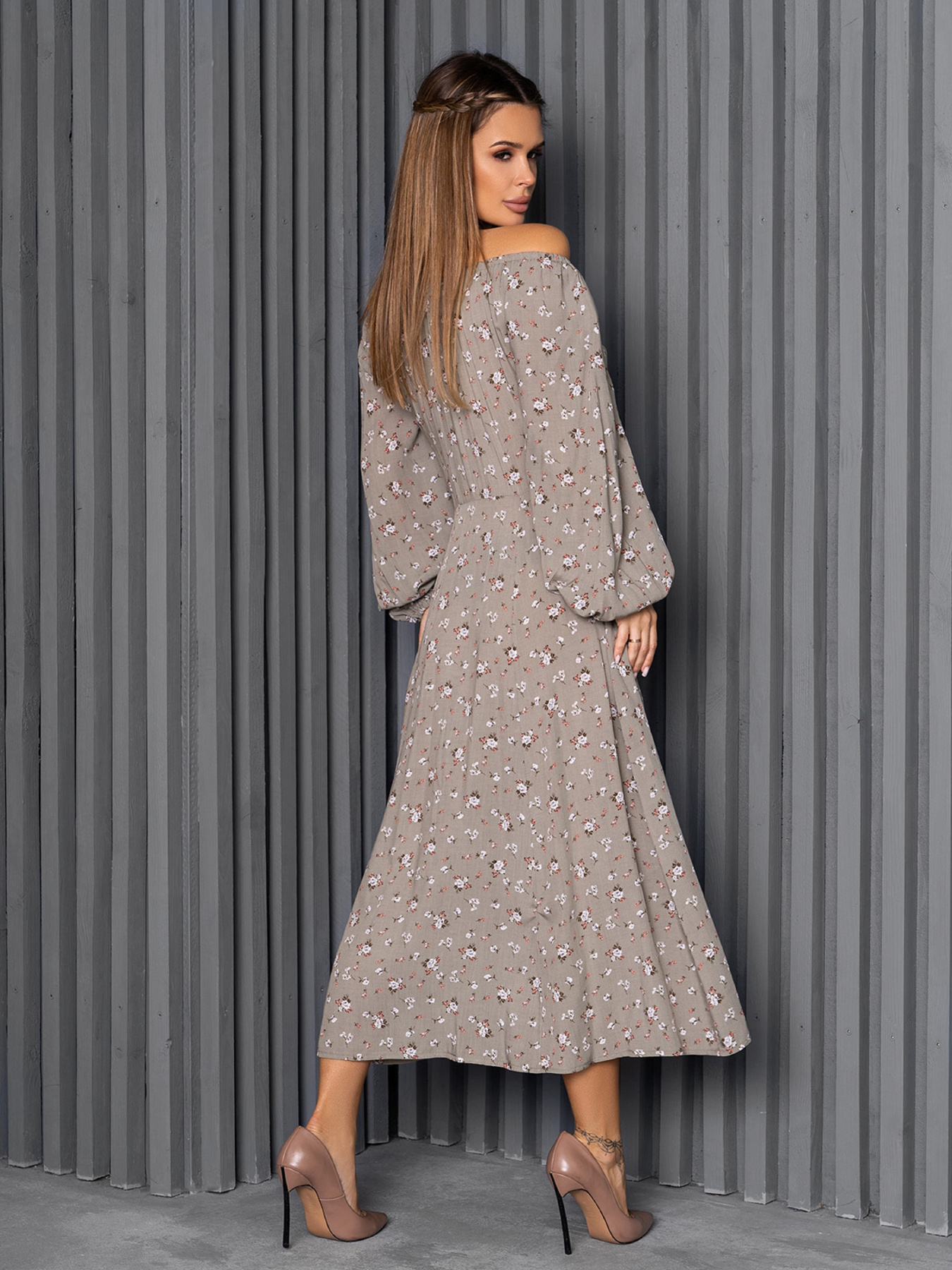 Сукня максі ISSA Plus модель 14253_оливковый Фото