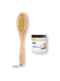 Набір (Щітка для сухого масажу + Рафінована кокосова олія) Hillary модель HI-11-026 Фото