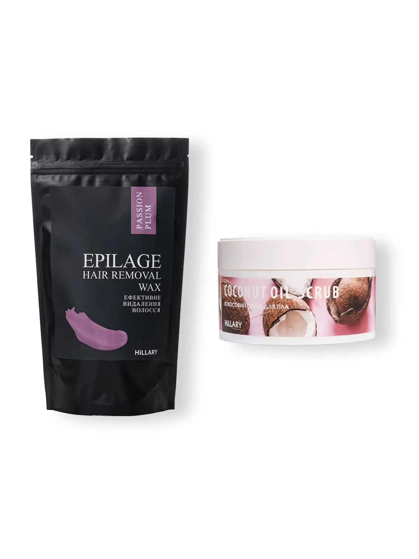 Скраб для тела кокосовый Hillary Coconut Oil Scrub, 200 г + Гранулы для эпиляции Hillary Epilage Original, 100 г Hillary модель HI-10-084 Фото