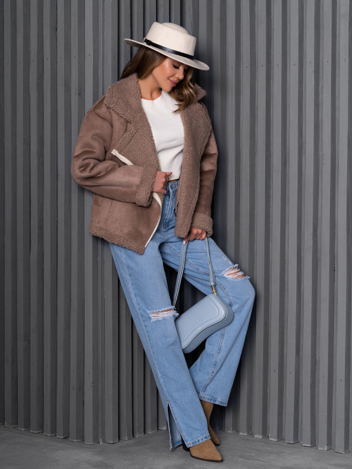 Дубленка ISSA Plus модель 14272_бежевый Фото