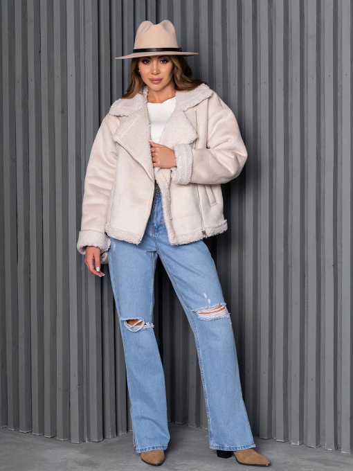 Дубленка ISSA Plus модель 14272_молочный Фото