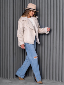 Дубленка ISSA Plus модель 14272_молочный Дубленка ISSA Plus модель 14272_молочный Фото