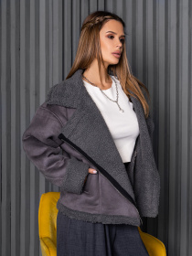 Дубленка ISSA Plus модель 14272_серый Фото