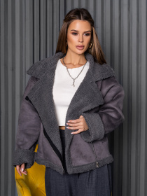 Дубленка ISSA Plus модель 14272_серый Фото