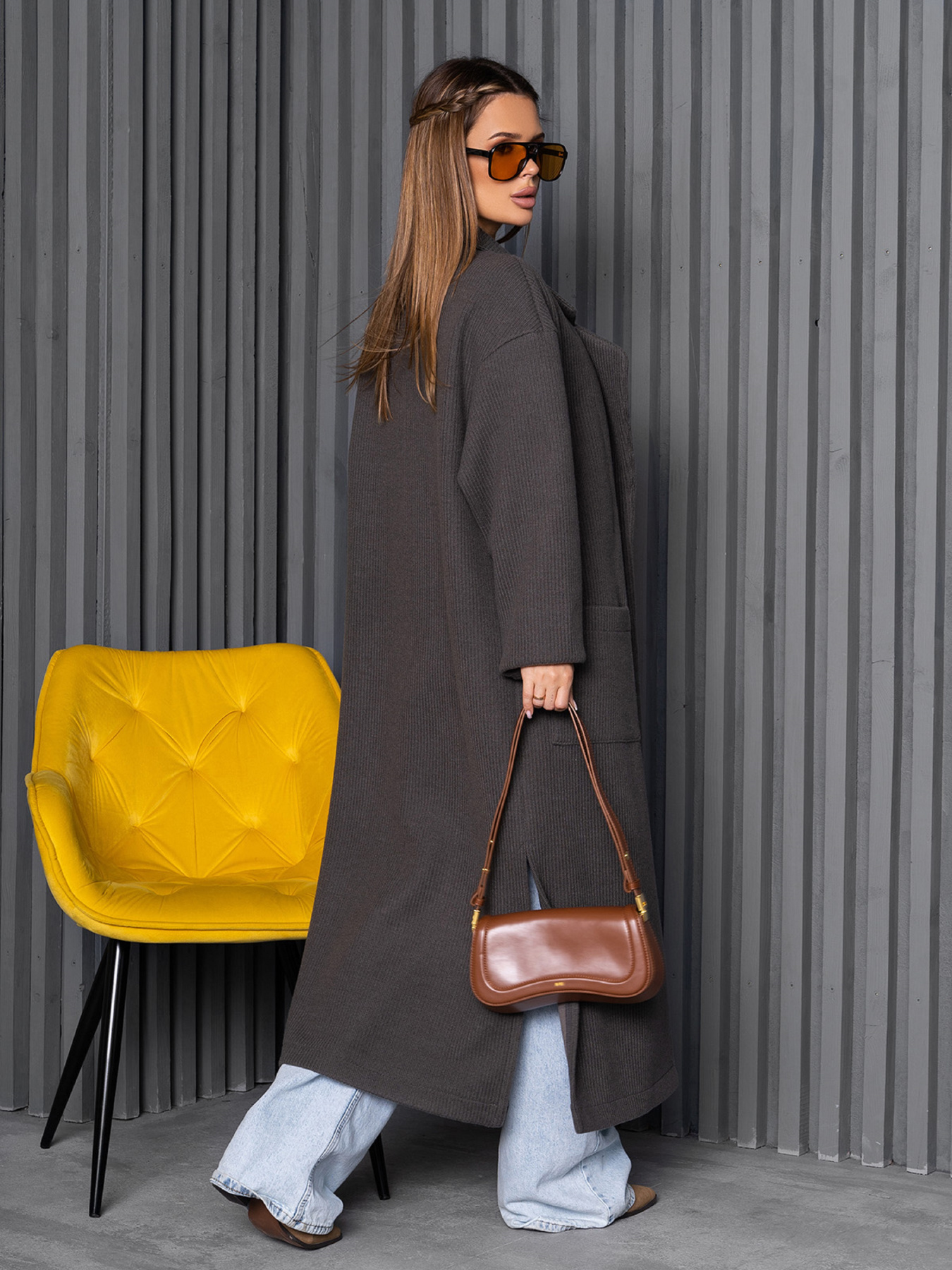 Пальто ISSA Plus модель 14248_серый Фото