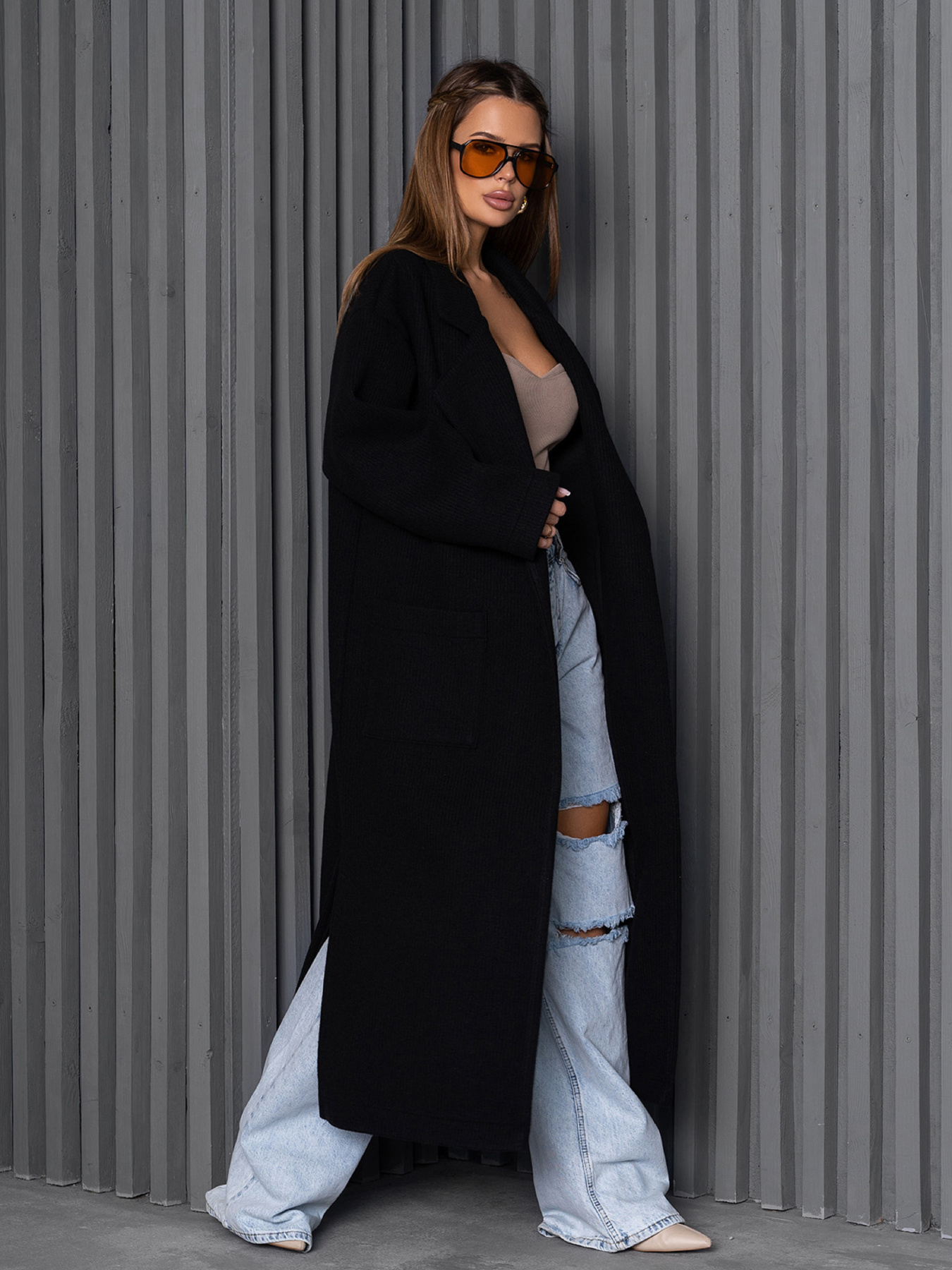 Пальто ISSA Plus модель 14248_черный Фото