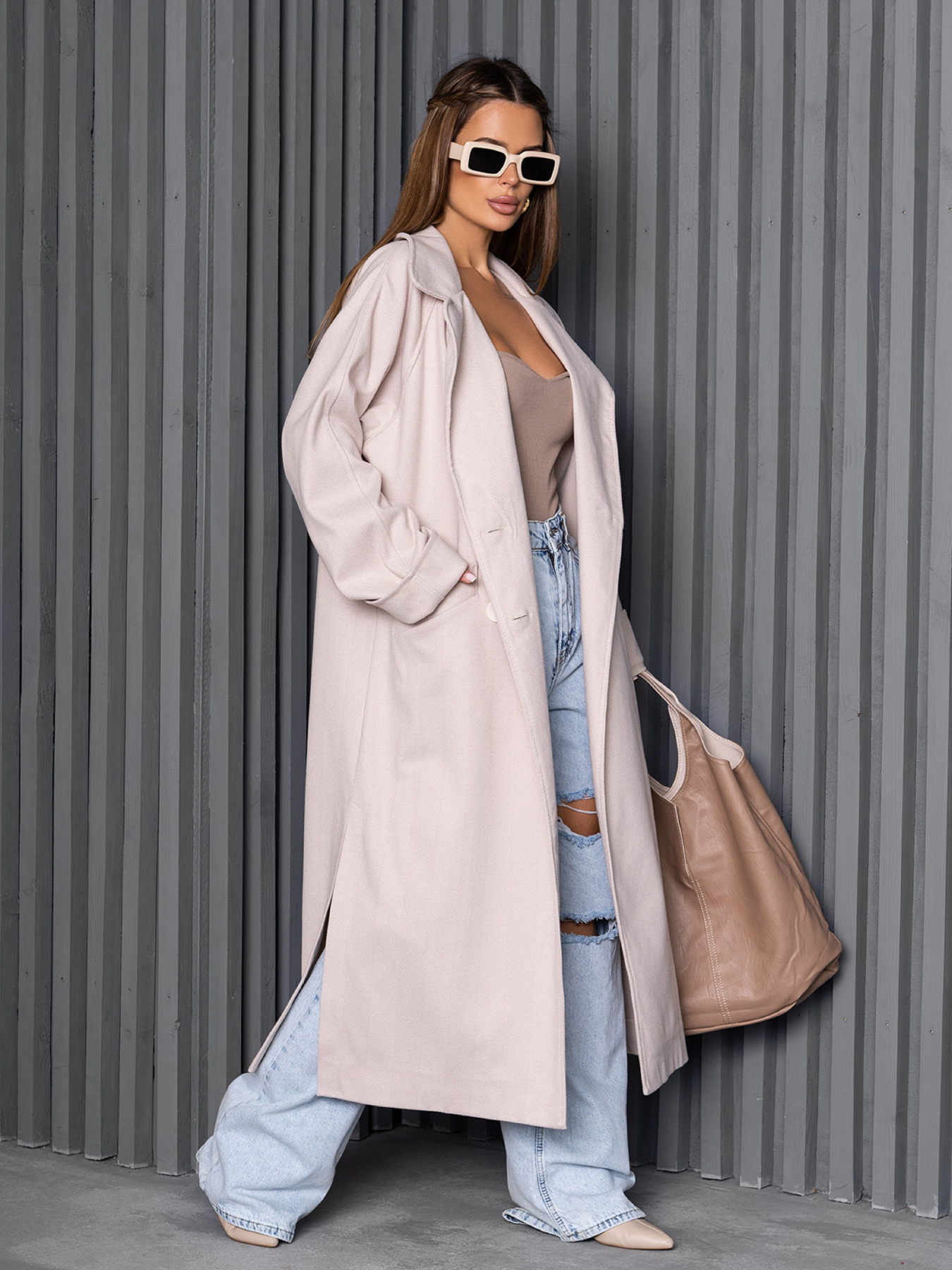 Пальто ISSA Plus модель 14247_молочный Фото