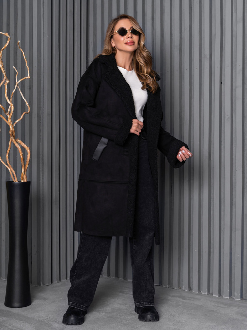 Дубленка ISSA Plus модель 14263_черный Фото