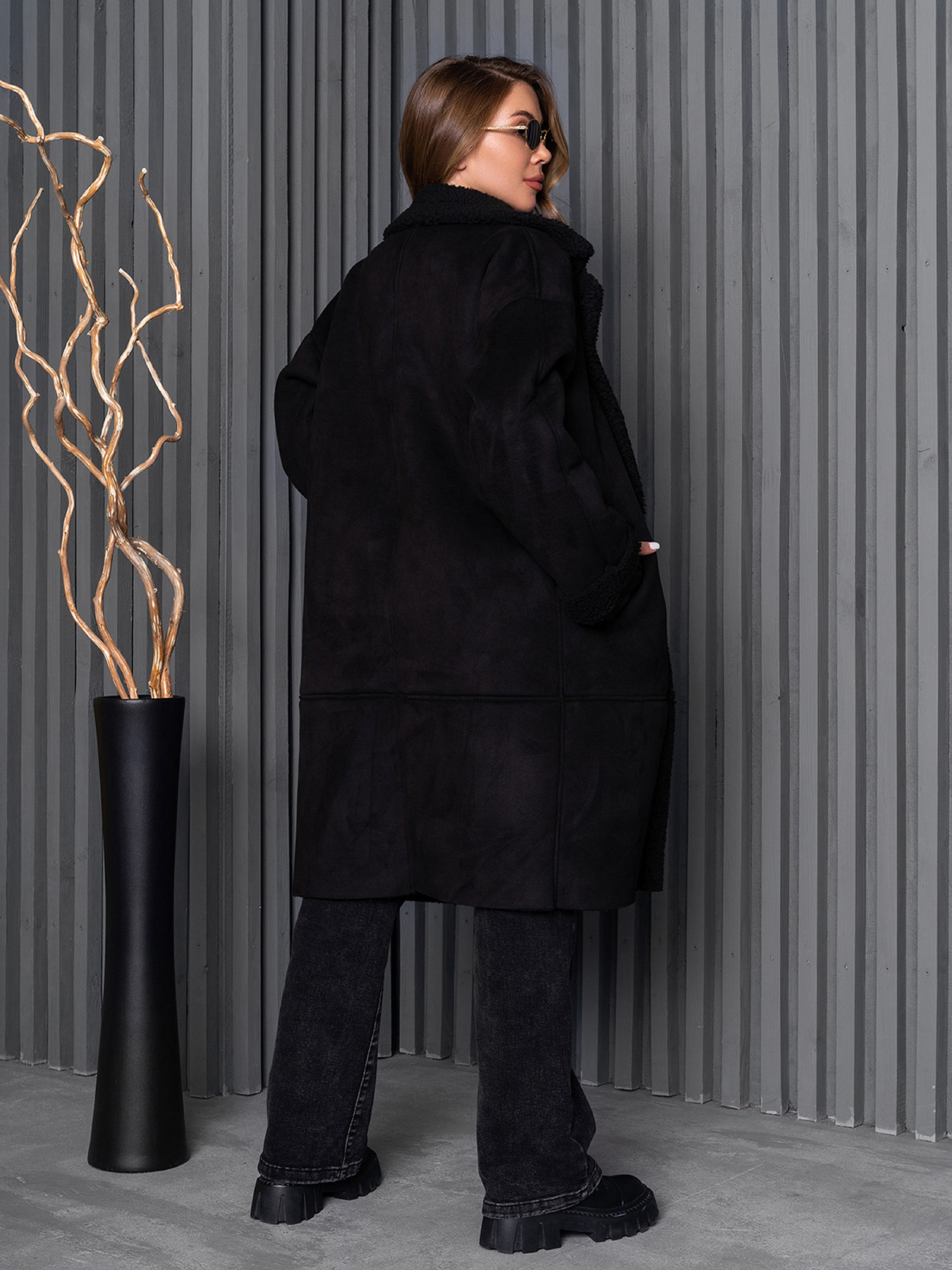Дубленка ISSA Plus модель 14263_черный Фото