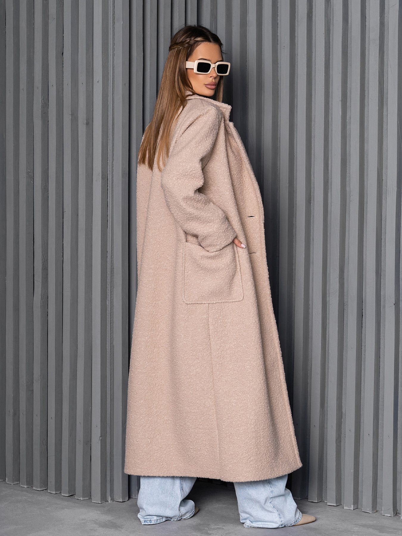 Пальто ISSA Plus модель 14251_бежевый Фото