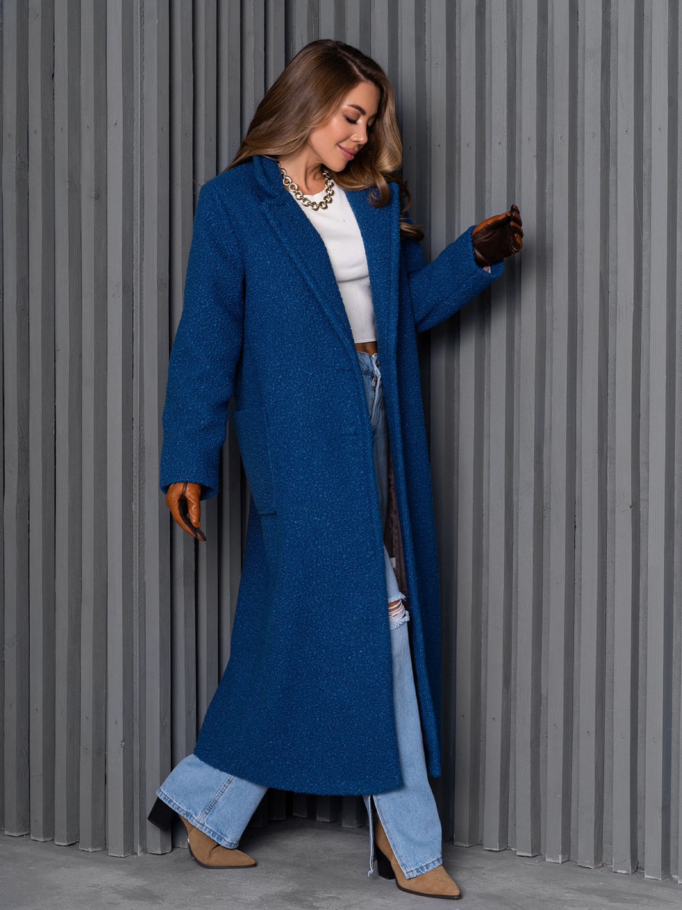 Пальто ISSA Plus модель 14251_синий Фото