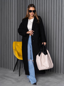 Пальто ISSA Plus модель 14251_черный Пальто ISSA Plus модель 14251_черный Фото