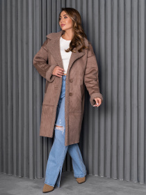 Дубленка ISSA Plus модель 14263_коричневый Дубленка ISSA Plus модель 14263_коричневый Фото