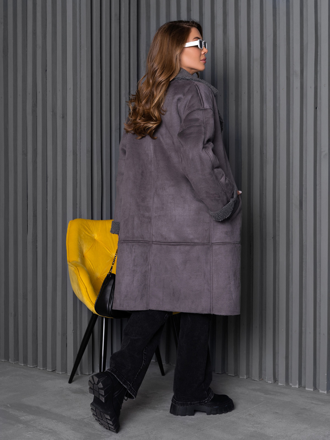 Дубленка ISSA Plus модель 14263_серый Фото