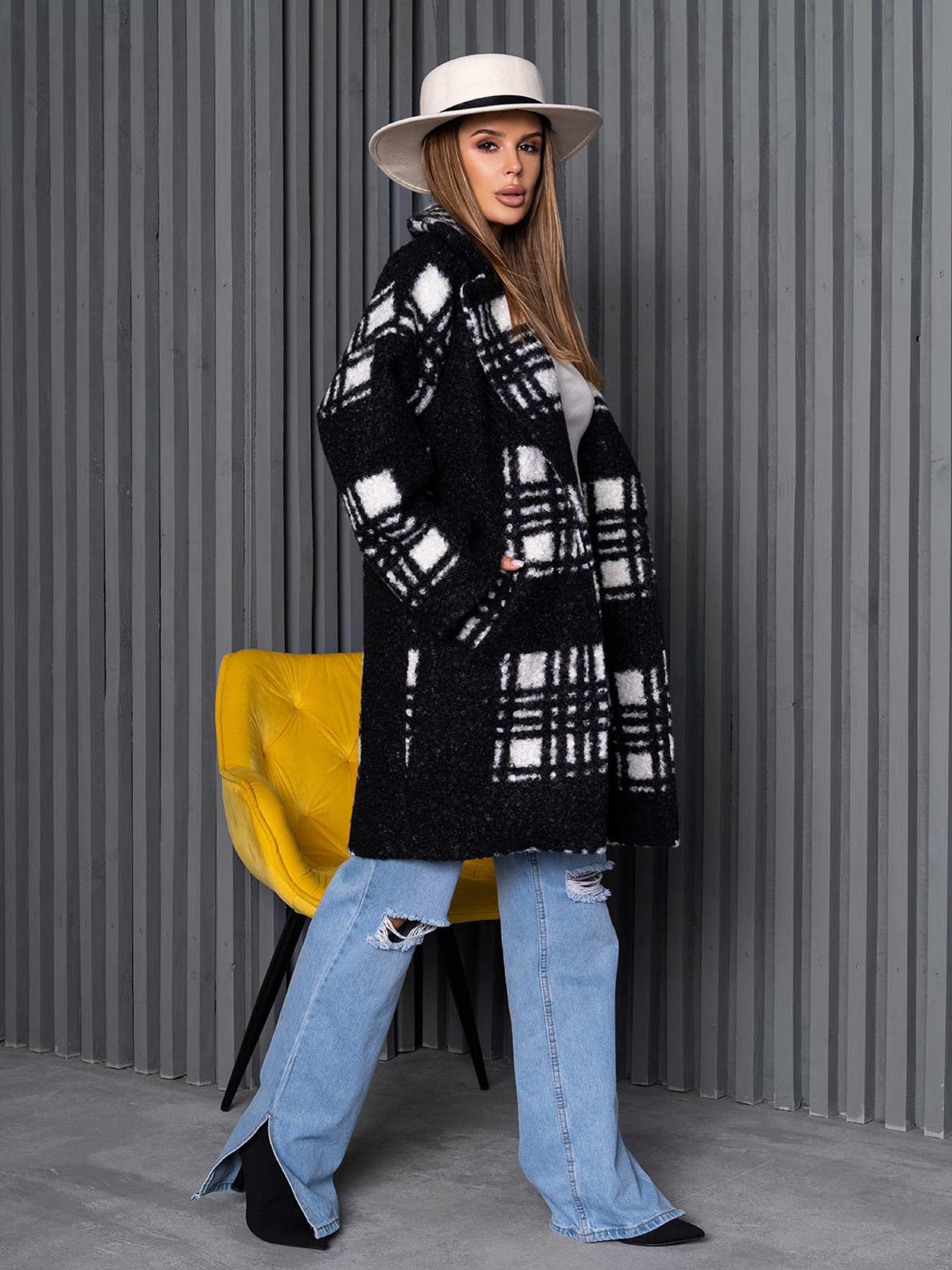 Пальто ISSA Plus модель 14268_мультиколор Фото