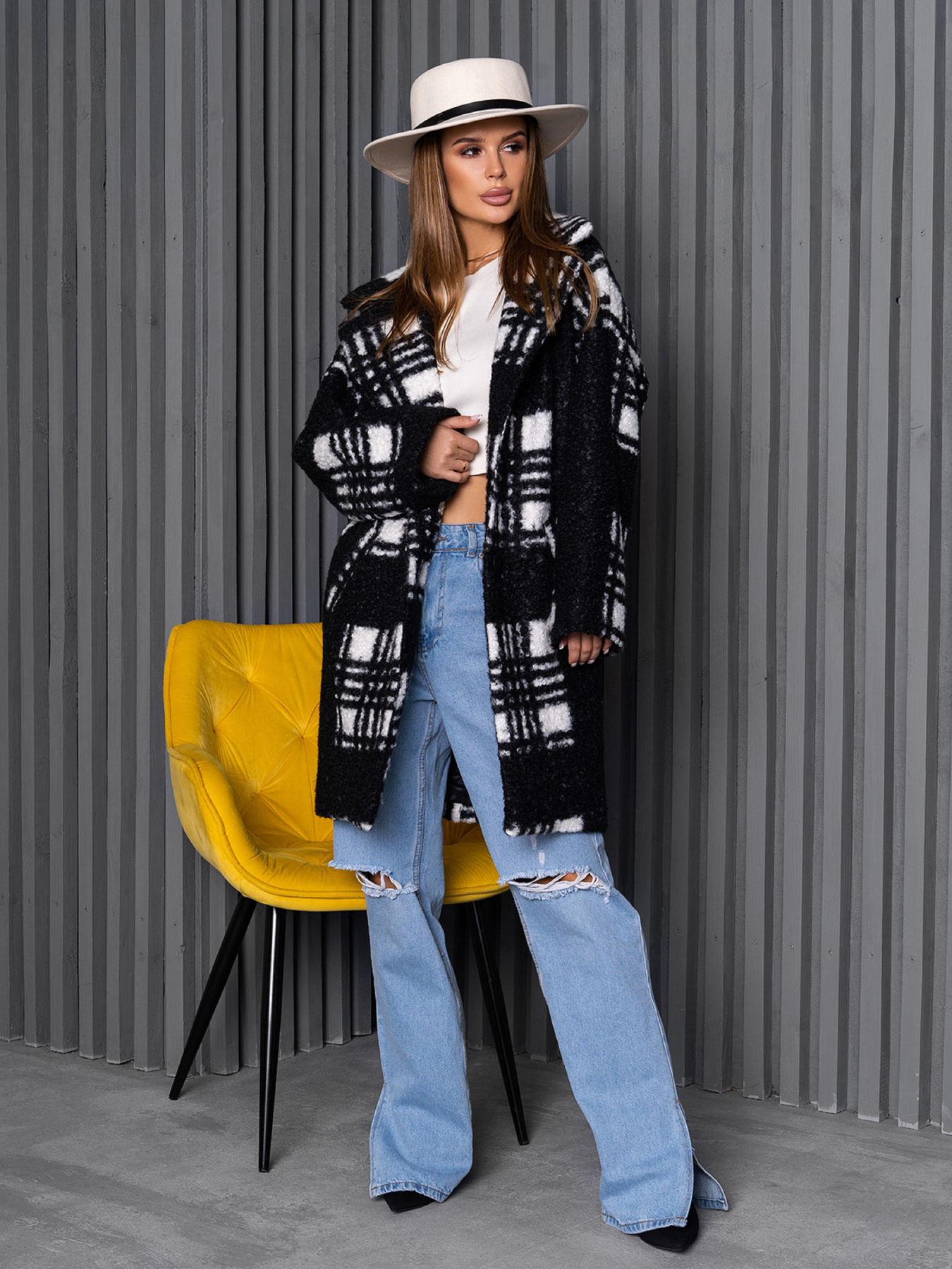 Пальто ISSA Plus модель 14268_мультиколор Фото