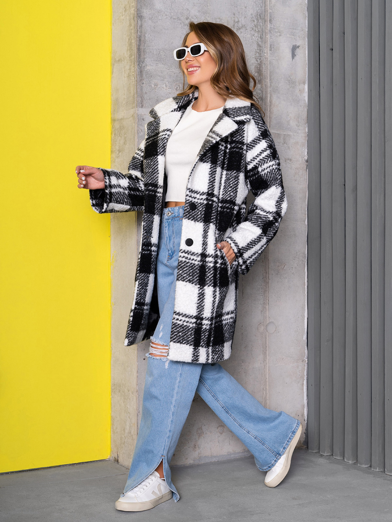 Пальто ISSA Plus модель 14269_мультиколор Фото