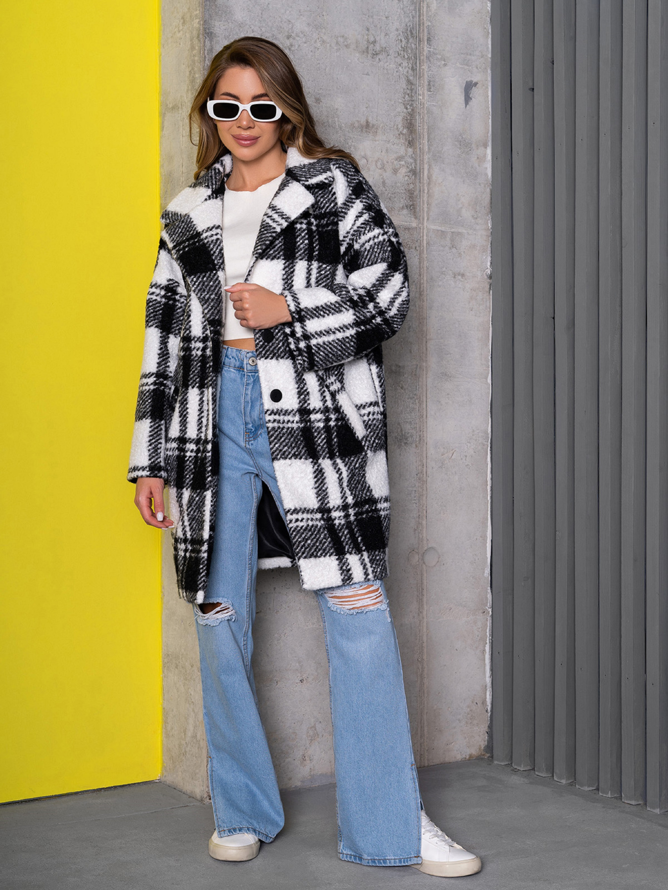 Пальто ISSA Plus модель 14269_мультиколор Фото