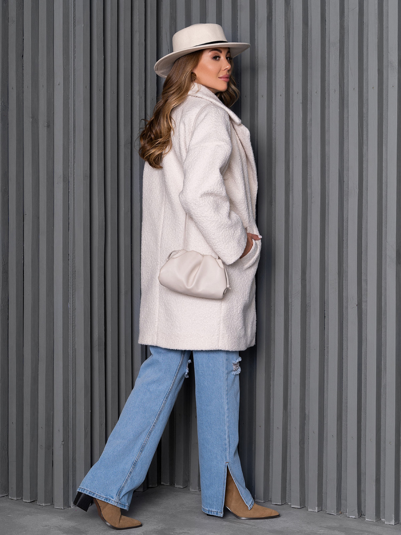 Пальто ISSA Plus модель 14270_молочный Фото