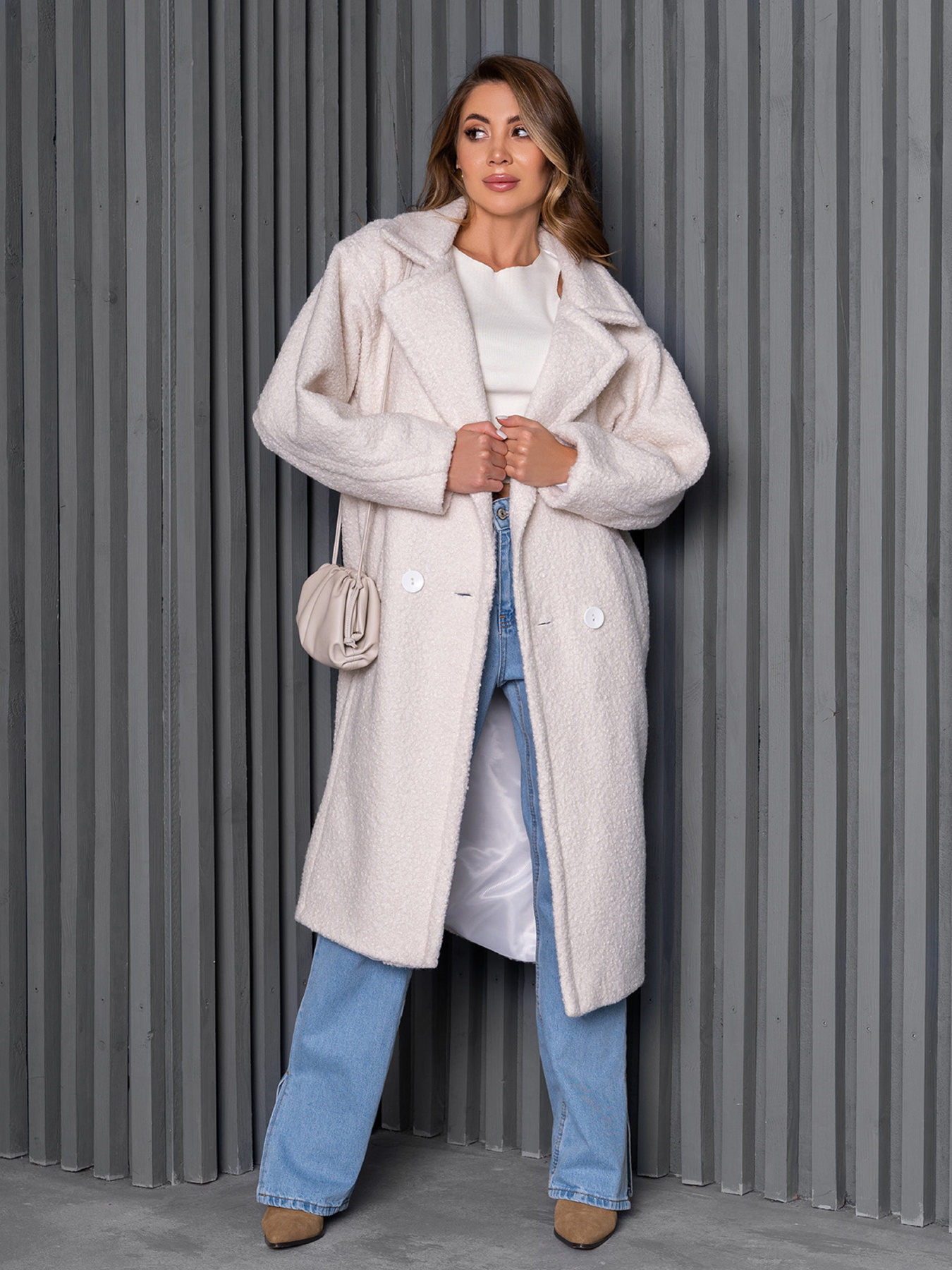 Пальто ISSA Plus модель 14271_молочный Фото