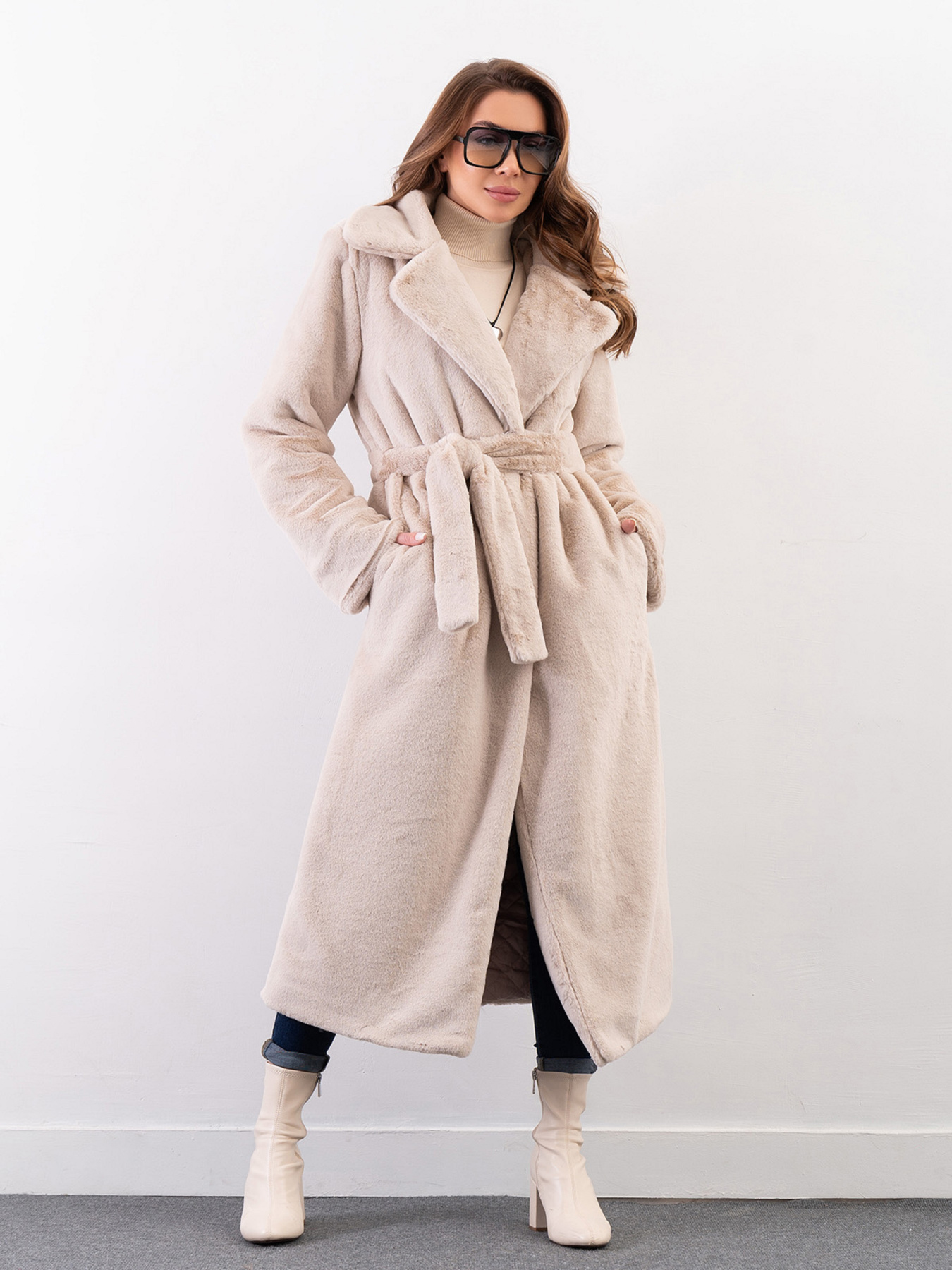 Шуба ISSA Plus Модель 13631_бежевый Фото