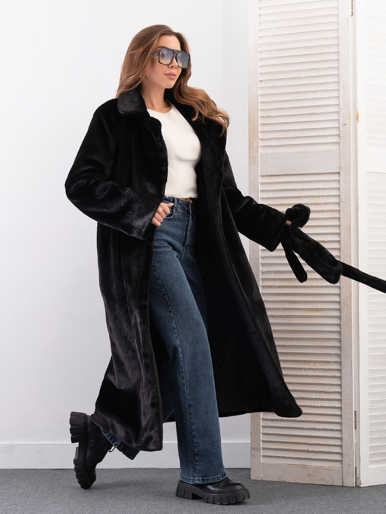 Шуба ISSA Plus Модель 13631_черный Фото