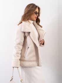 Дубленка ISSA Plus модель 13613A_бежевый Фото