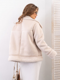 Дубленка ISSA Plus модель 13613A_бежевый Фото