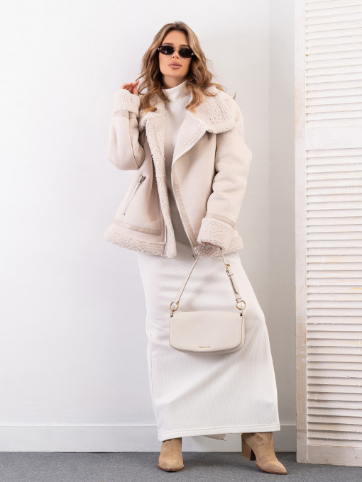 Дубленка ISSA Plus модель 13613A_бежевый Фото