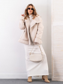 Дубленка ISSA Plus модель 13613A_бежевый Дубленка ISSA Plus модель 13613A_бежевый Фото