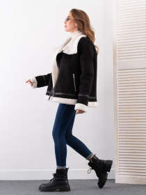 Дубленка ISSA Plus модель 13613A_черный Фото