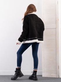 Дубленка ISSA Plus модель 13613A_черный Фото