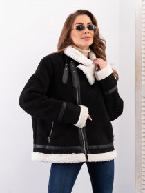 Дубленка ISSA Plus модель 13613A_черный Фото