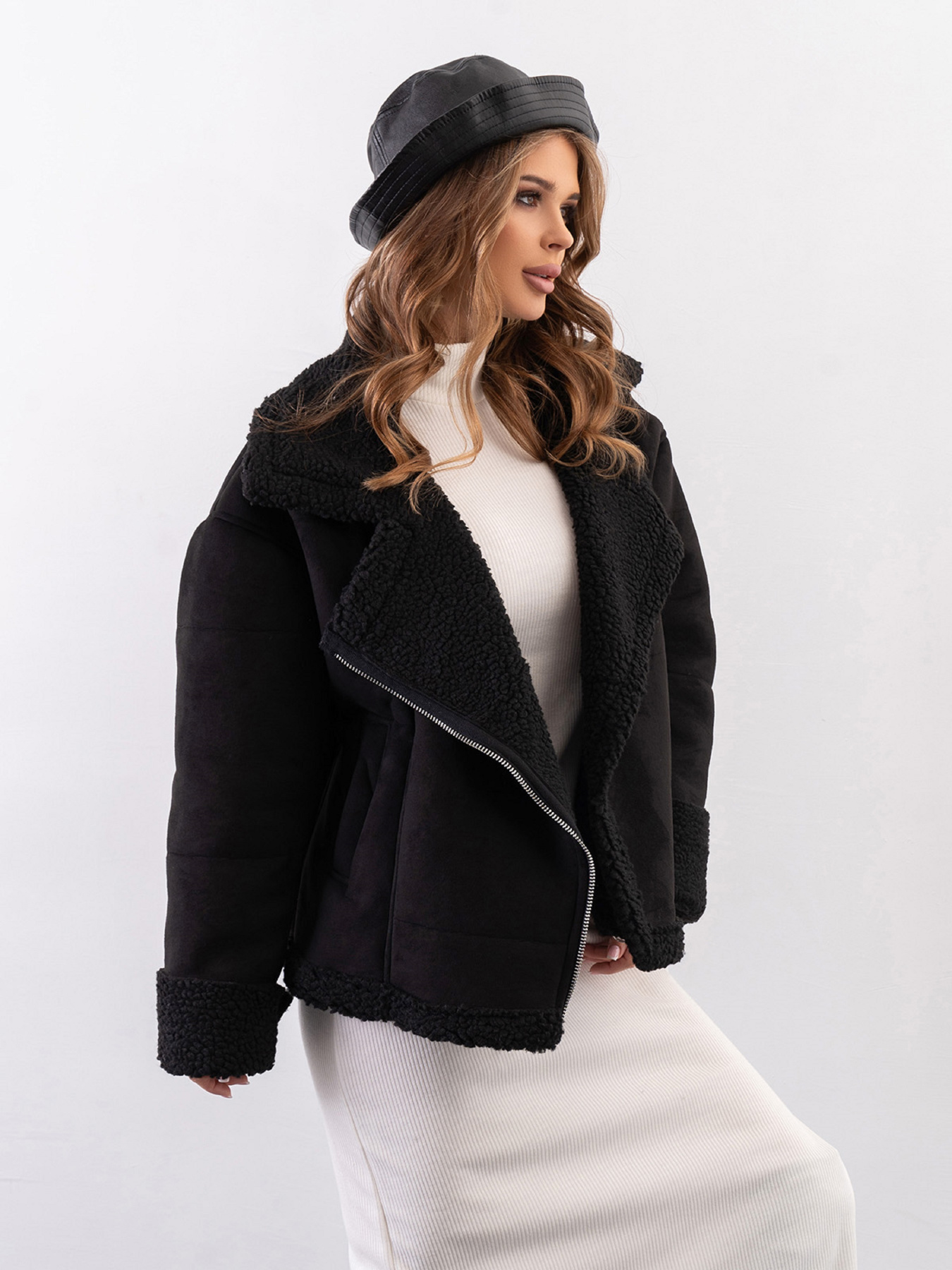 Дубленка ISSA Plus модель 14272_черный Фото