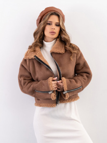 Дубленка ISSA Plus модель 14287_коричневый Фото