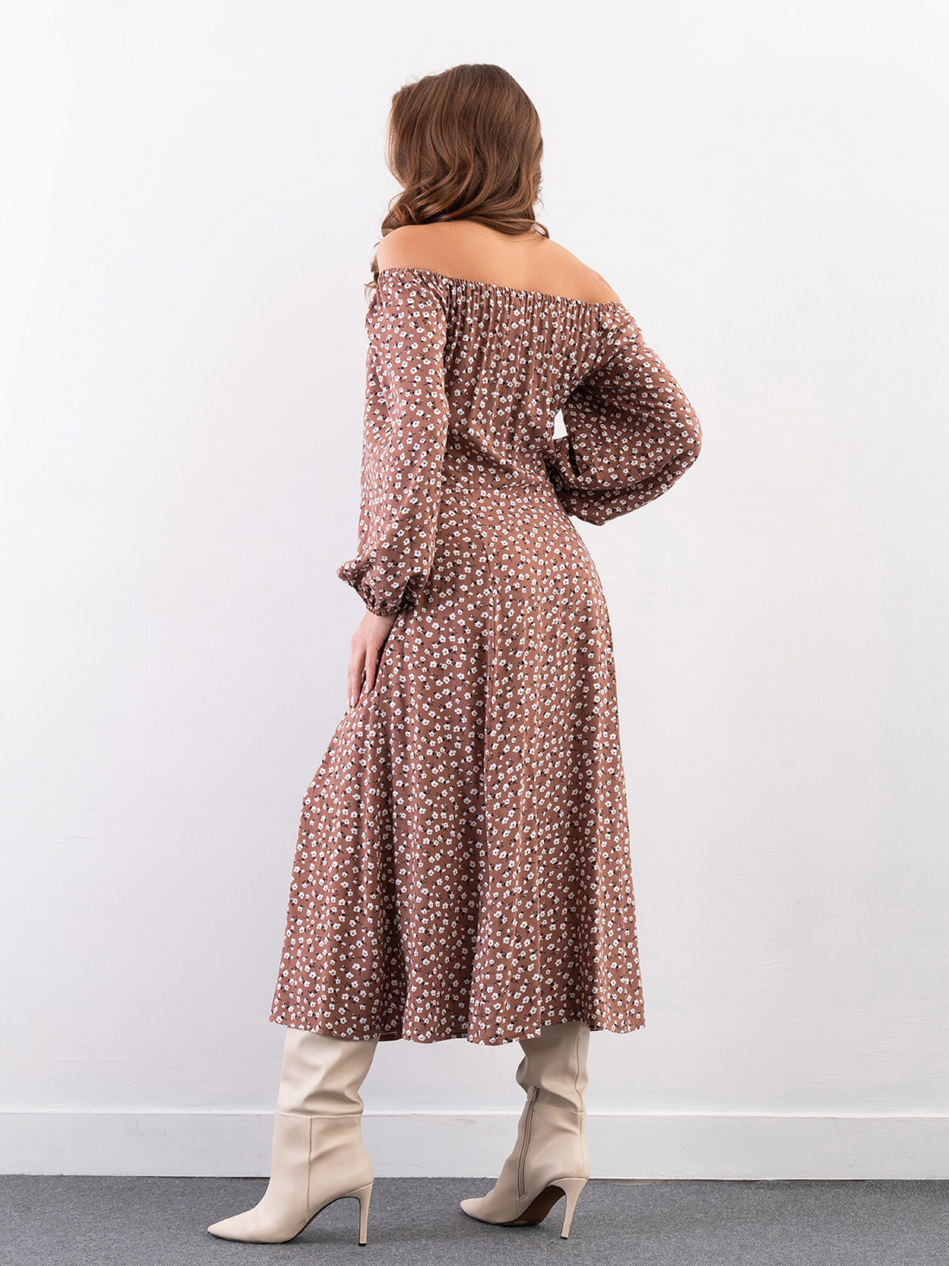 Сукня міді ISSA Plus модель 14252_коричневый Фото